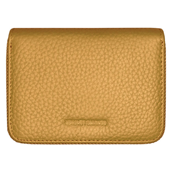 Etui na karty z piekiełkiem skórzane musztardowe RFID KB29 YELLOW