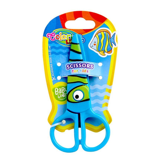 Nożyczki plastikowe z oczkiem 12,5 cm blister rybka Colorino Kids 37275PTR