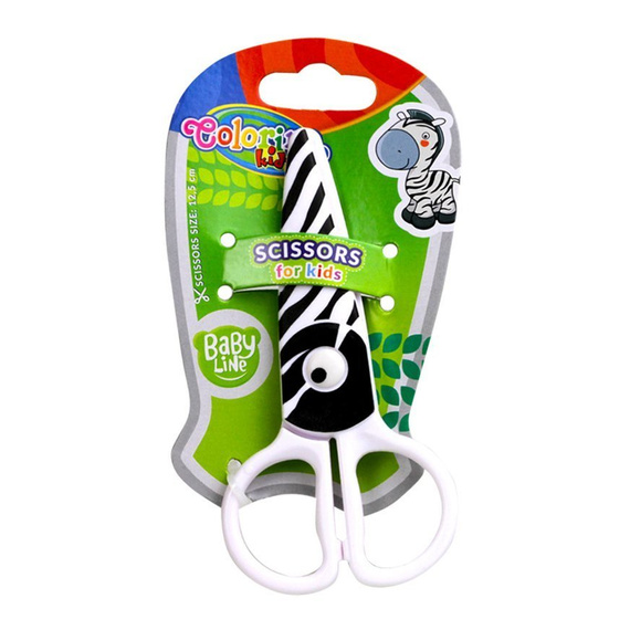 Nożyczki plastikowe z oczkiem 12,5 cm blister zebra Colorino Kids 37275PTR