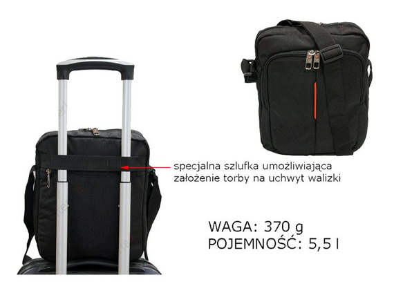 Torba męska na ramię raportówka New Bags czarna NB-5109
