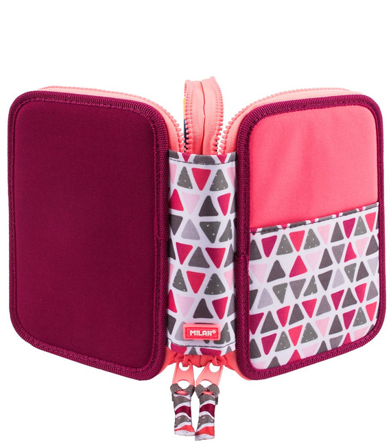 Piórnik 2-poziomowy duży z wyposażeniem Milan Geo różowy 081264GEP