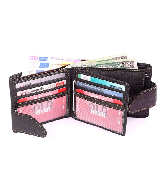 Klasyczny skórzany portfel męski Old River 8093 Czarny