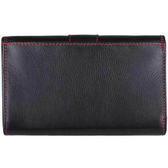 Portfel damski czarny poziomy RFID stop ze skóry naturalnej NEW BAGS LBC-105