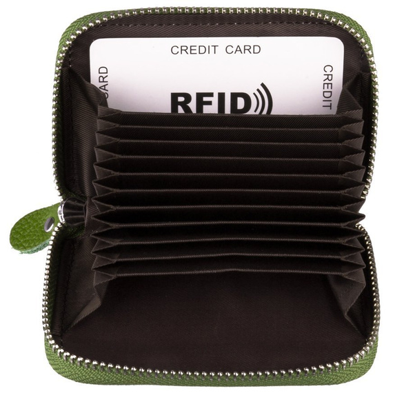 Etui na karty poziome skórzane zielone KB08-2 GREEN
