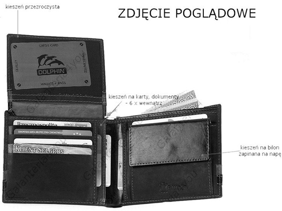 Niepowtarzalny męski portfel skórzany brązowy Dolphin