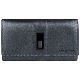 Portfel damski metaliczny grafit poziomy skóra naturalna NEW BAGS MK-57