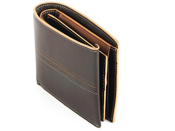 Portfel skórzany męski poziomy średni VIP Collection ciemny brąz