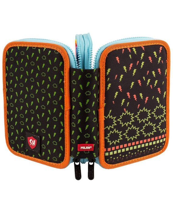 Piórnik 2-poziomowy duży z wyposażeniem Milan Super Heroes czarny 081264SHK