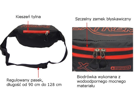 Biodrówka wodoodporna Bag Street Extrem 2473 Czarno-czerwona