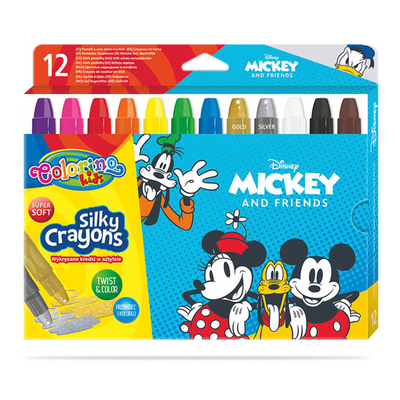 Kredki wykręcane żelowe w sztyfcie 12 kol. Mickey Mouse Colorino Disney 89946PTR