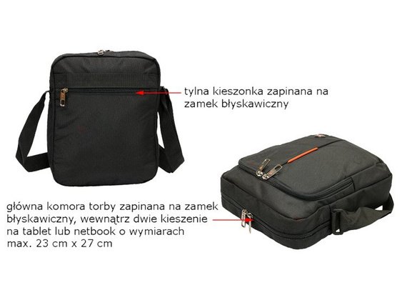Torba męska na ramię raportówka New Bags czarna NB-5109