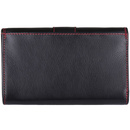 Portfel damski czarny poziomy RFID stop ze skóry naturalnej NEW BAGS LBC-105