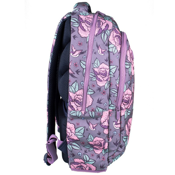 Zestaw szkolny Milan Flowers różowy - plecak 17L i piórnik owalny