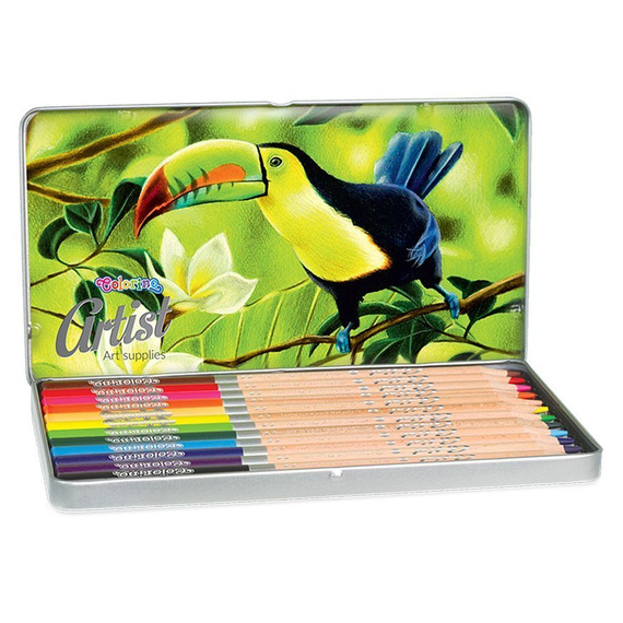 Kredki ołówkowe okrągłe Artist 12 kol. Metalowe pudełko Colorino Kids 83256PTR