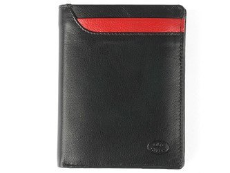 Klasyczny skórzany portfel męski Old River 114 Czarno-czerwony