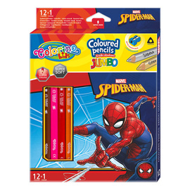Kredki ołówkowe trójkątne 17,5 cm Jumbo 12 kol. Spiderman Colorino 91802PTR