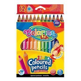 Kredki ołówkowe trójkątne 17,5 cm Jumbo 12 kolorów Colorino Kids 51859PTR