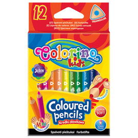 Kredki ołówkowe trójkątne 8,9 cm mini Jumbo 12 kol. Colorino Kids 33077PTR