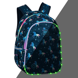 Plecak szkolny Coolpack Jimmy LED Blue Unicorn F110670