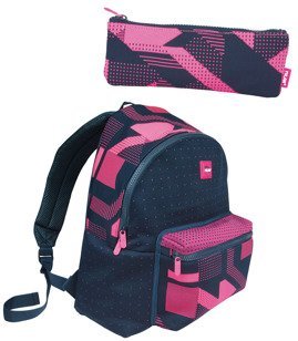 Zestaw szkolny Milan Knit różowy - plecak duży 21L i piórnik mały i płaski 