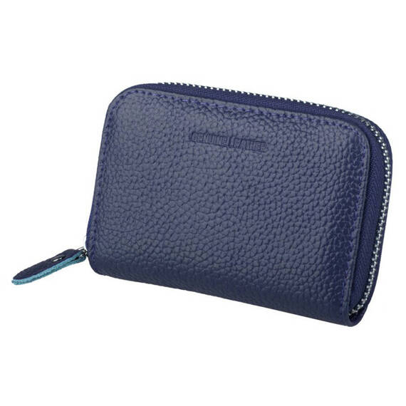 Etui na karty poziome skórzane niebieskie KB08-2 DARK BLUE