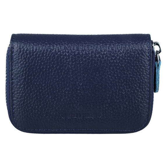 Etui na karty poziome skórzane niebieskie KB08-2 DARK BLUE