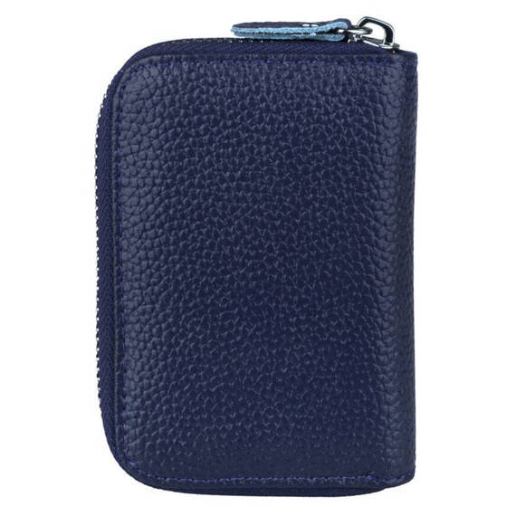 Etui na karty poziome skórzane niebieskie KB08-2 DARK BLUE