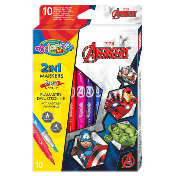 Flamastry dwustronne Avengers 10 kol. Colorino Kids 91444PTR