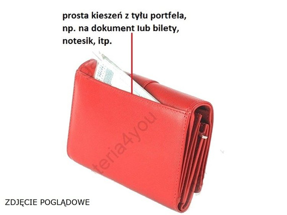 Funkcjonalny elegancki damski portfel Old River 6022-F Czarno-czerwony