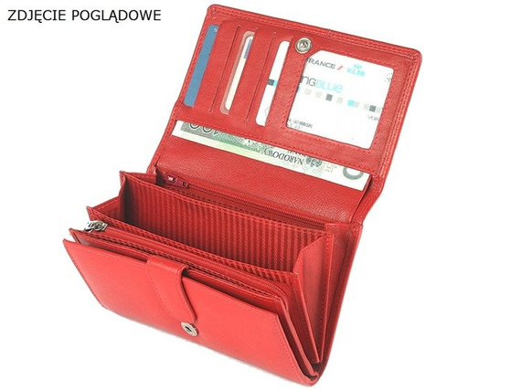 Funkcjonalny elegancki damski portfel Old River 6022-F Czarno-czerwony