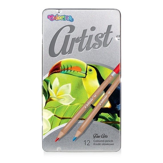 Kredki ołówkowe okrągłe Artist 12 kol. Metalowe pudełko Colorino Kids 83256PTR