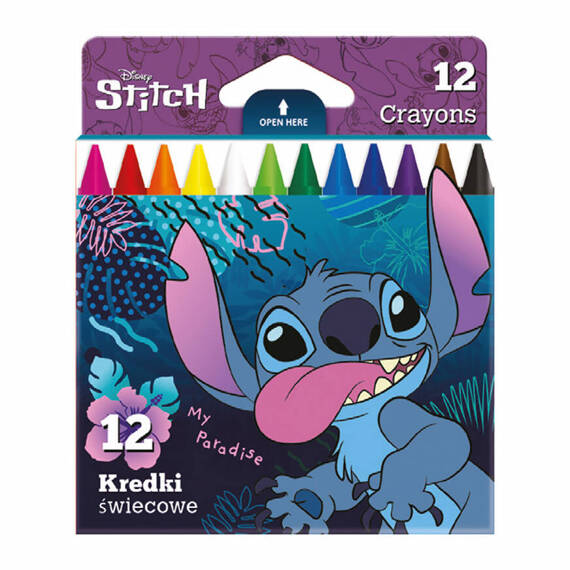 Kredki świecowe 12 kolorów Stitch Colorino Disney 54809PTR