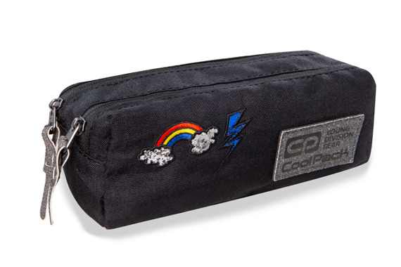 Piórnik saszetka podwójna Coolpack Hippie Edge Sparkling Badges Black 22448CP B69084