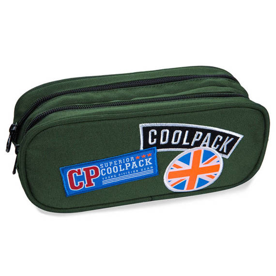 Piórnik szkolny dwukomorowy CoolPack Clever Badges Green B65054