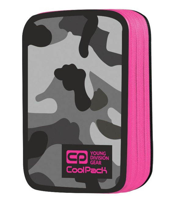 Piórnik szkolny podwójny z wyposażeniem Coolpack Jumper 2 Camo Pink Neon 87049CP nr A363