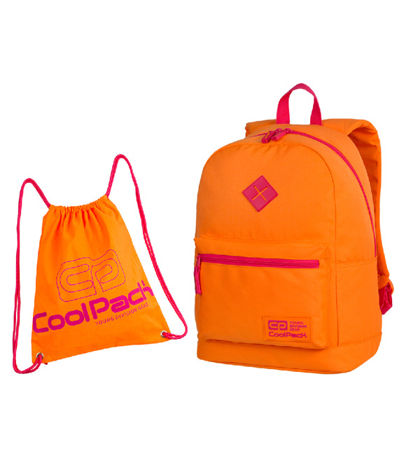 Zestaw młodzieżowy Coolpack 2018 Neon Orange - plecak Cross i worek Sprint