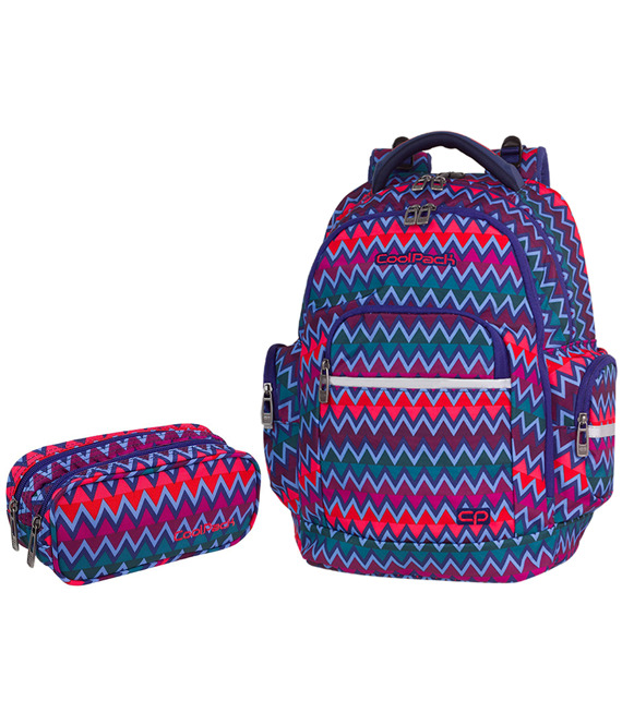 Zestaw szkolny Coolpack 2018 Chevron Stripes - plecak Brick i piórnik Clever