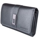 Portfel damski metaliczny grafit poziomy skóra naturalna NEW BAGS 6022-F METALLIC SCHWARZ