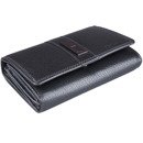 Portfel damski metaliczny grafit poziomy skóra naturalna NEW BAGS 6022-F METALLIC SCHWARZ