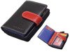Skórzany portfel damski Old River FL-465 Czarno-czerwony