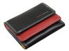 Skórzany portfel mały damski Old River 136-F Czarno-czerwony